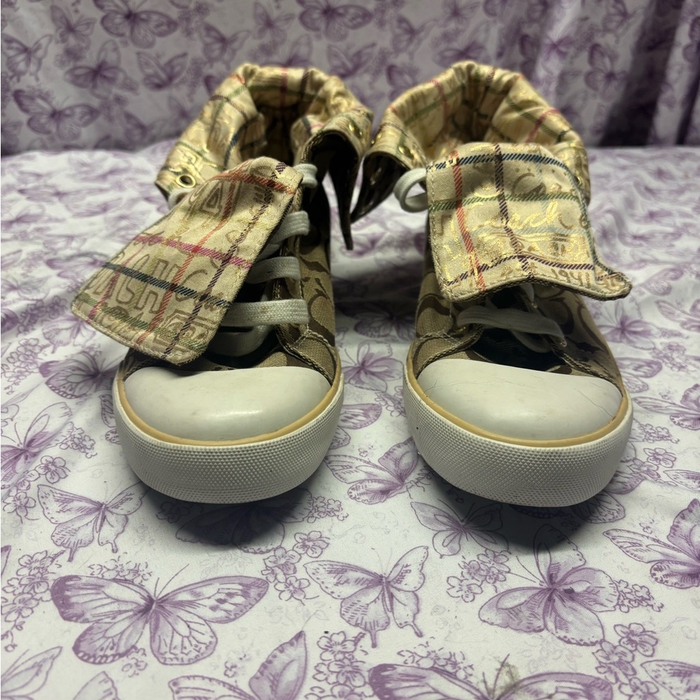 Coach Cream and White Sneakers with Rubber Soles